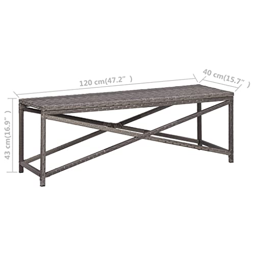 Patio Bench 47.2" Poly Rattan Brown J336