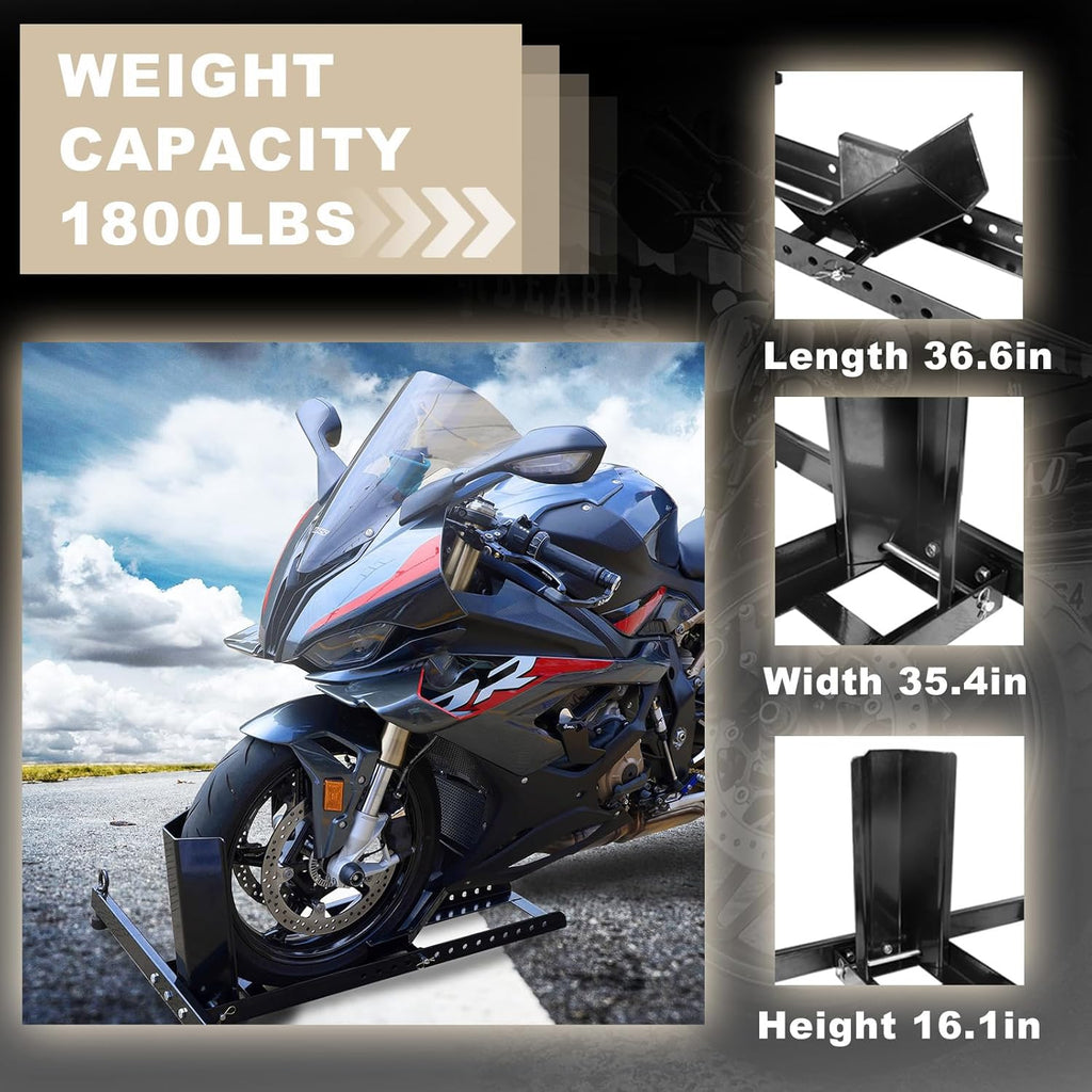 Motorcycle Trailer Wheel Chock, Adjustable Heavy-Duty Steel Stand for 16"-25" Tires I734