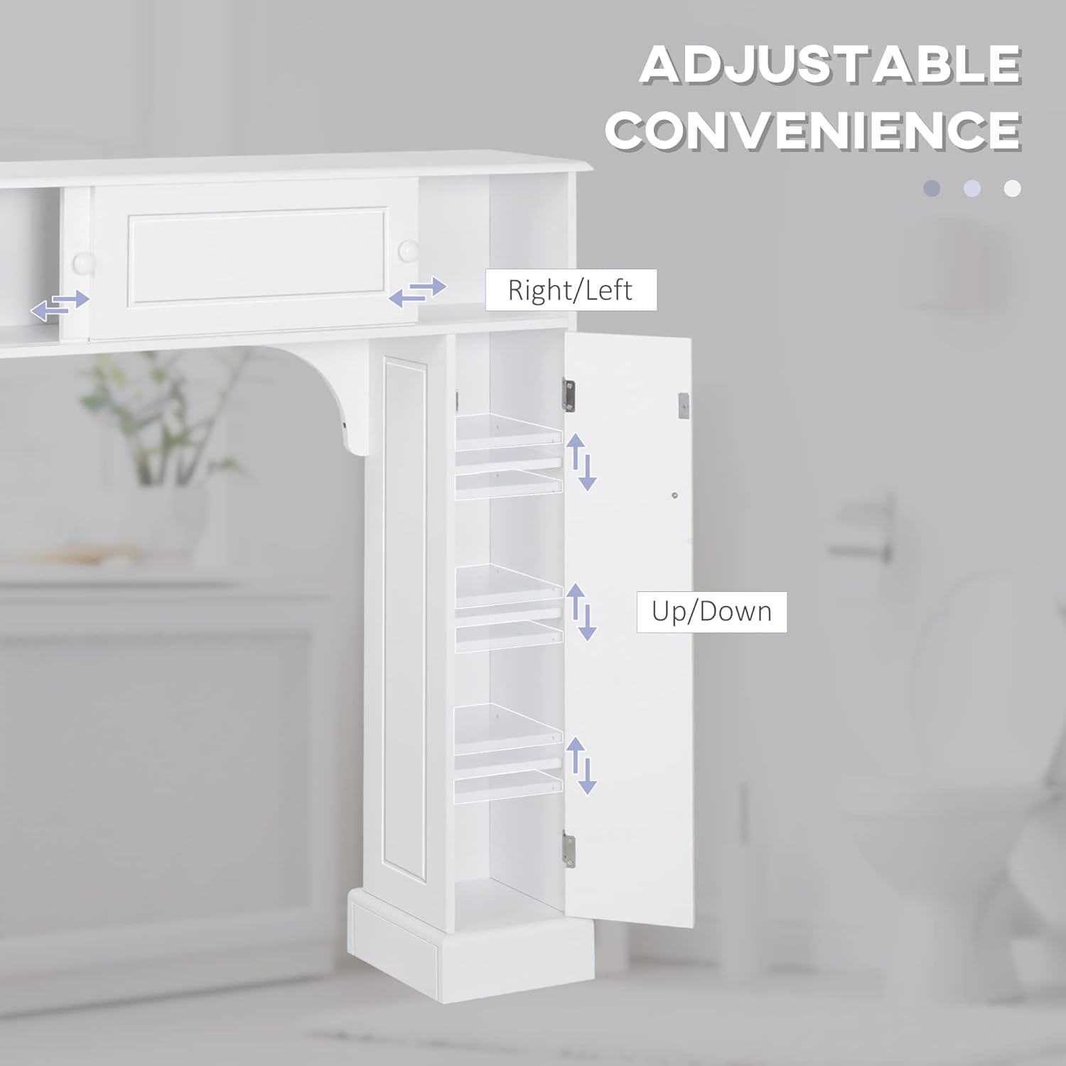 Over the Toilet Bathroom Cabinet with Adjustable Shelves, White M71106