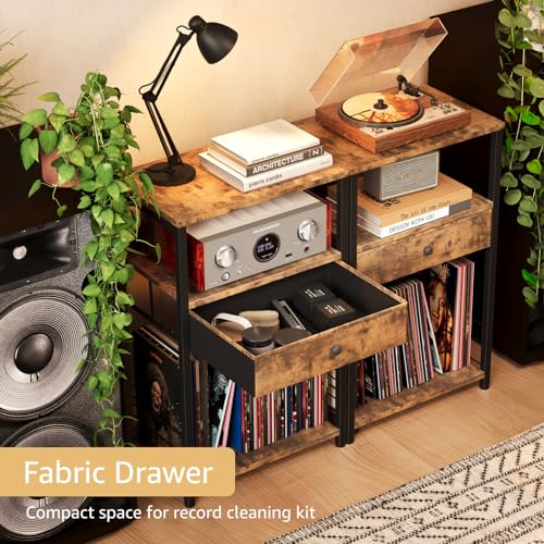 Record Player Stand with Vinyl Storage and Drawer K350748