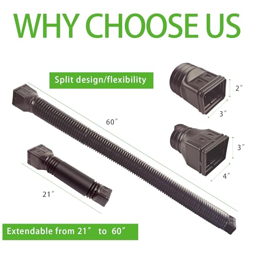 Gutter Downspout Extension Flexible, Expandable 21 to 60 Inches, Brown, 3 Pack J439478