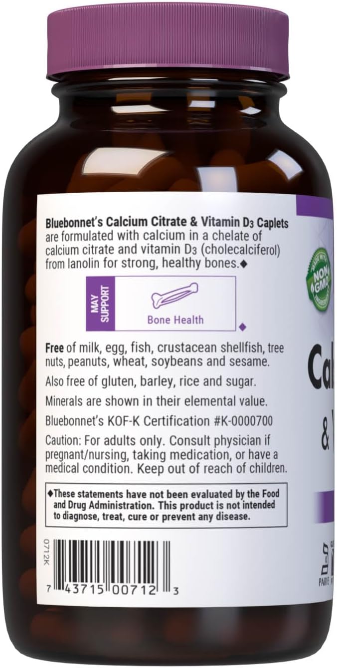 Calcium Citrate with Vitamin D3 Caplets, 180 Count S324651