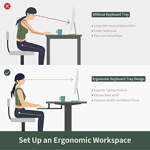 Standing Desk with Keyboard Tray, Electric Height Adjustable, 40 x 24 Inches W348