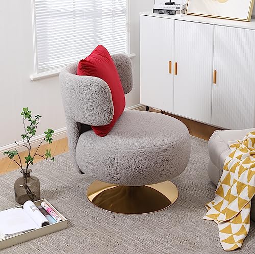 Upholstered Swivel Barrel Chair with Pillow J49225