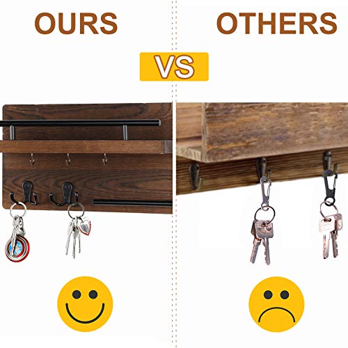 Wooden Mail Organizer Wall Mount with 5 Key Hooks U70452