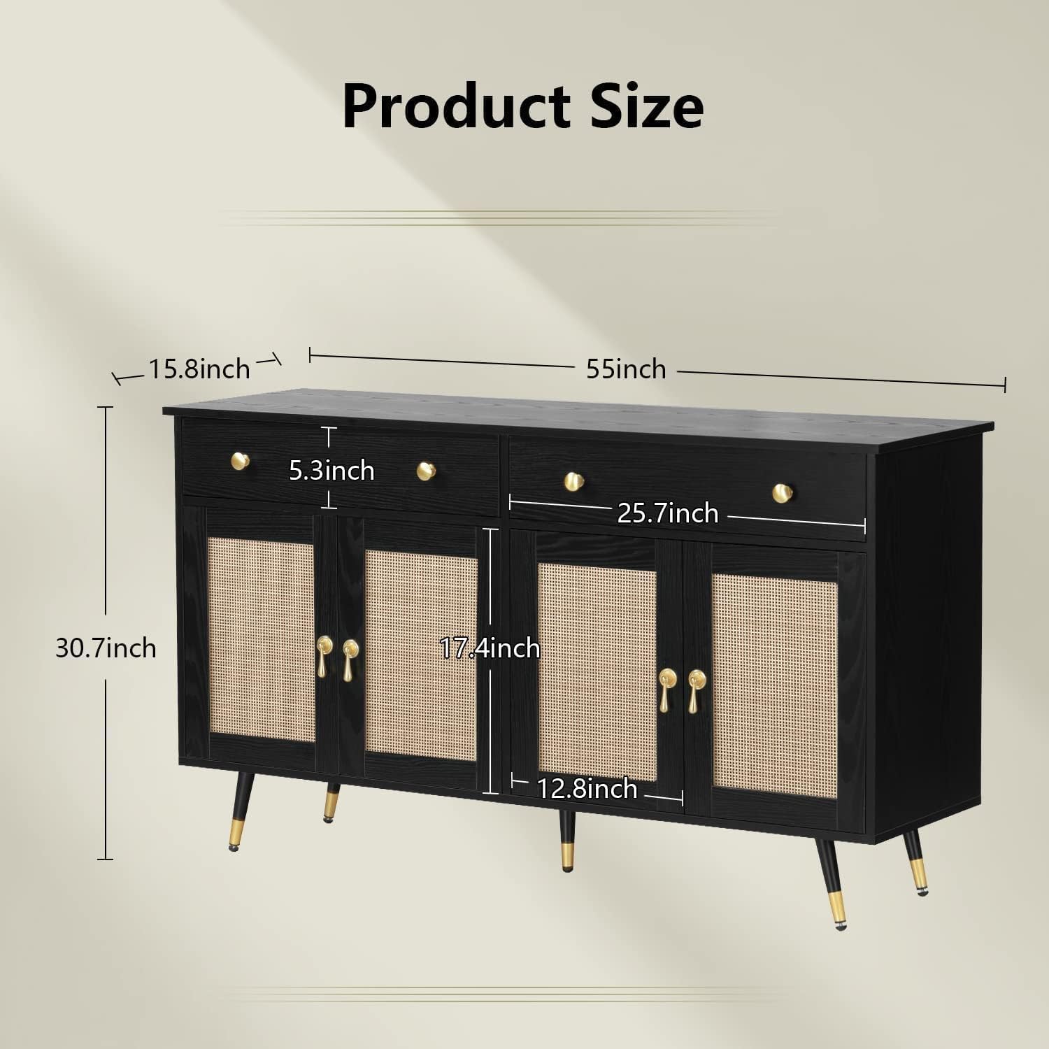 Rattan Sideboard Cabinet with 4 Doors and 2 Drawers D4887