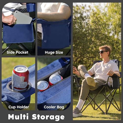 Heavy Duty Oversized Folding Camping Chair Set of 2 with Carry Bag, Red X401