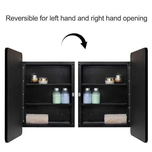 Black Beveled Edge Medicine Cabinet, 16 x 24 Inch H110573