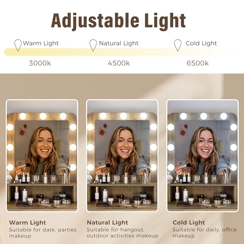 Makeup Vanity Desk with Dimmable Lighted Mirror and 4 Drawers W12518
