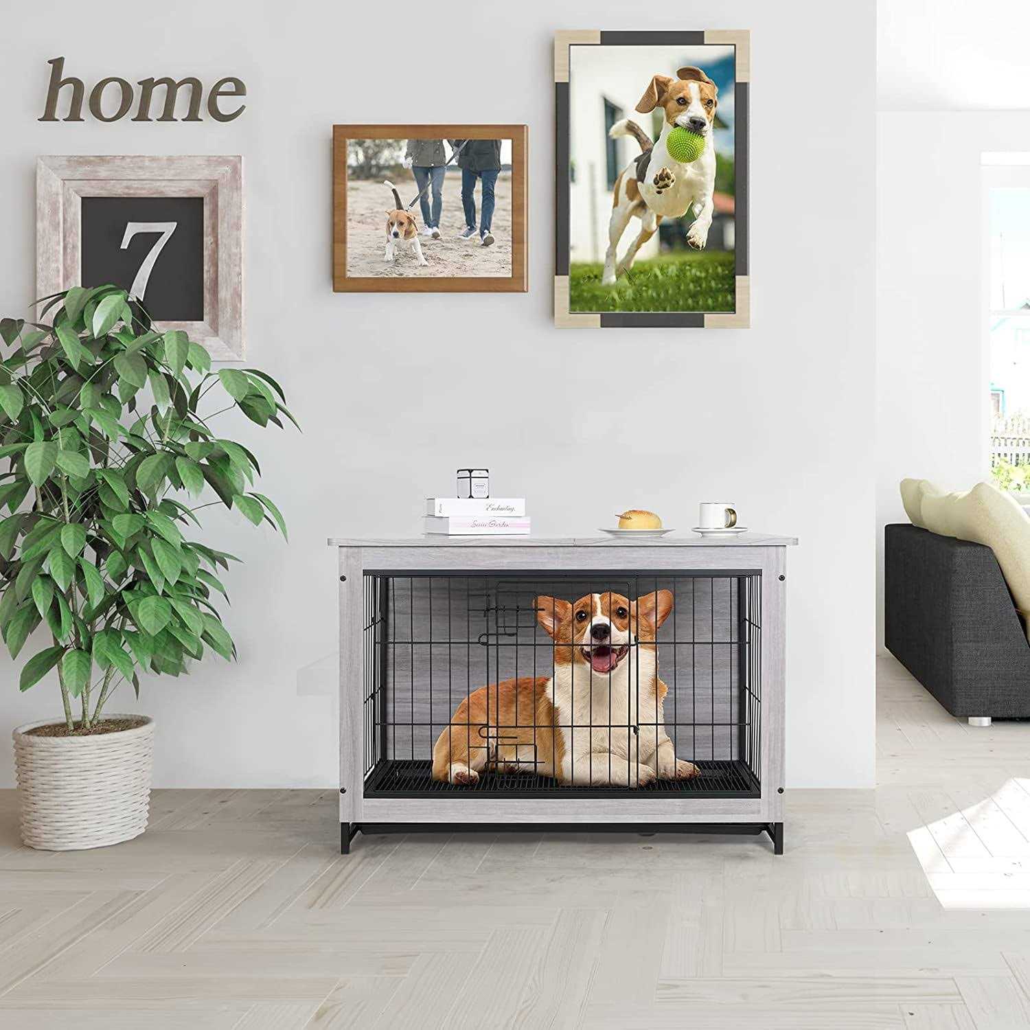 Wooden Dog Crate End Table Indoor Kennel A3275