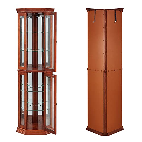 Corner Curio Cabinet with Lights, Glass Doors, 6-Tier Display Case Q574132