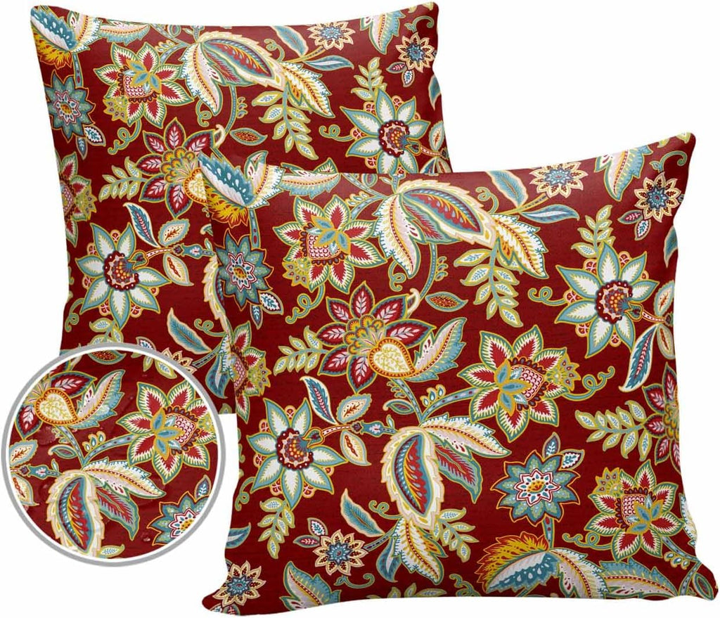 Outdoor Waterproof Throw Pillow Covers 24x24in, Paisley Pattern, Set of 2 R72542