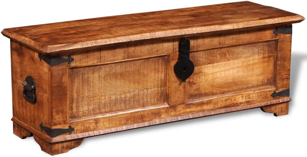 Wooden Storage Chest with Lid, Large Rustic Trunk for Living Room and Bedroom R585529