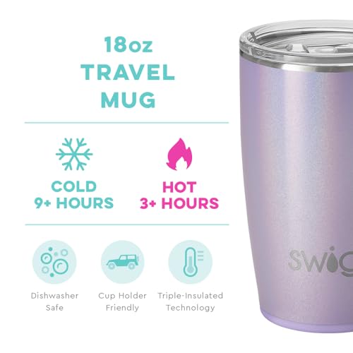 18 oz Insulated Travel Mug with Handle and Lid, Stainless Steel, Cup Holder Friendly D4807