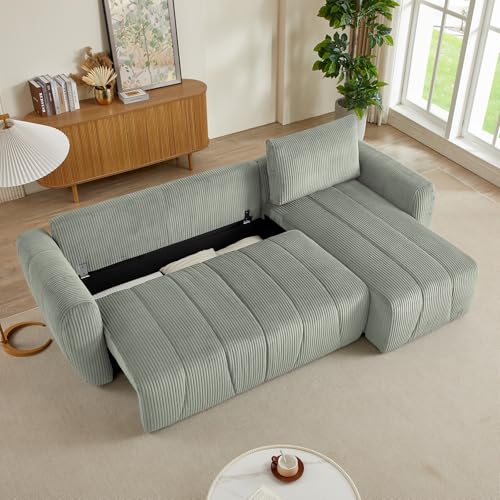 Modular Sectional Sleeper Sofa with Storage, Convertible L-Shape Couch, Light Grey Z72959