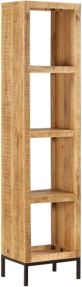 Solid Mango Wood Bookshelf with 4 Compartments, Brown P4192