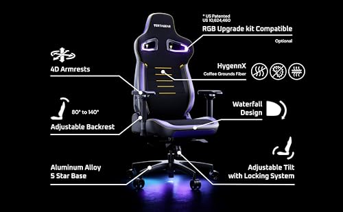 Ergonomic Big & Tall Gaming Chair with Lumbar Support and RGB LED Upgradeable K352