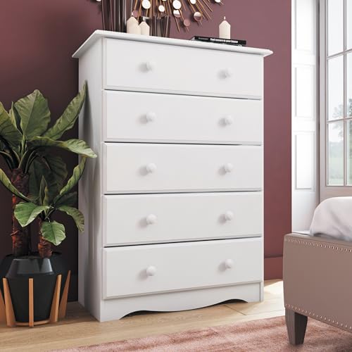 Solid Wood 5-Drawer Chest with Knobs Honey Pine Stained Q8952