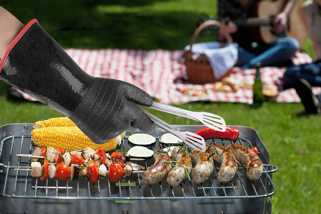 Extreme Heat Resistant Grill Gloves, Waterproof Long Sleeve, Fireproof Oil Resistant, 14-Inch T99425