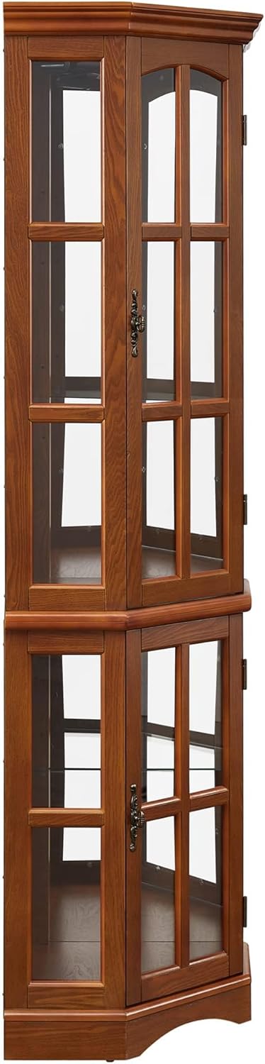 Glass Corner Display Cabinet with 5 Shelves and Lighting B4908