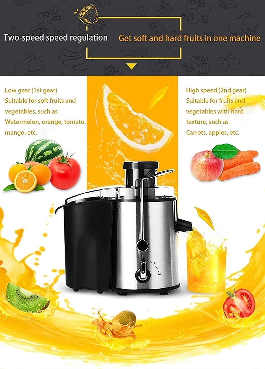Centrifugal Juicer Machine with Wide Feed Chute, Easy to Clean T4262