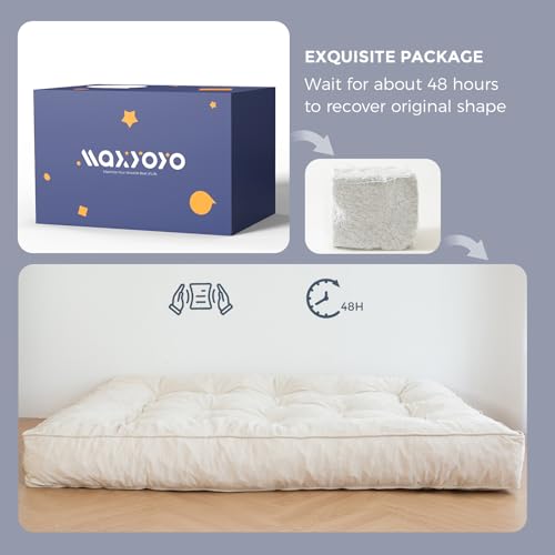 8" Futon Mattress Full Size, Velvet Floor Mattress for Adults, Beige I92411