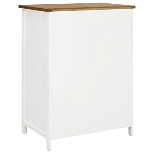 Solid Oak Wood Wardrobe with Hanging Rod and Drawers N672551