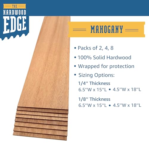 Mahogany Hardwood Planks for Crafts, 4-Pack, 3mm W992229