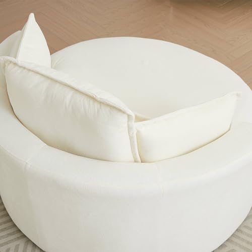 Modern Accent Barrel Sofa Chair with Storage Ottoman and Pillows W4655