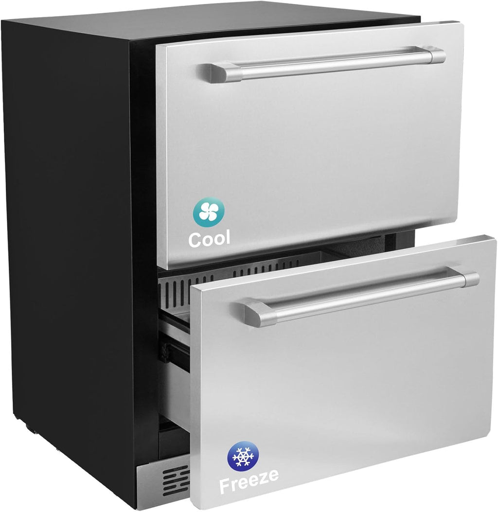 24 inch Undercounter Refrigerator, 2 Drawer Refrigerator with Different Temperature, 4.87 Cu.ft. Capacity - for Home and Commercial Use, None*None*None, silver, 1XBV003150