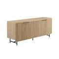 Walker Edison Scandinavian Grooved 4-Door Sideboard, 69 Inch, Black