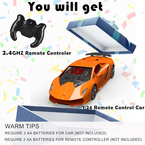 Remote Control Car, 1/24 Scale RC Sport Racing Toy Car for Boys Girls Brown E3956