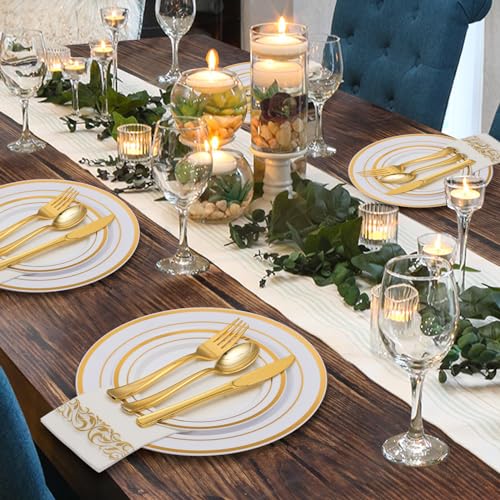 700 Piece Silver Dinnerware Set for 100 Guests, Disposable Plastic Plates for Party F59014