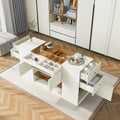 Wardrobe Armoire Bedroom Island with Glass Top, Glass Display Shelf & 6 Drawers, Wooden Closet Storage Cabinet with Open Shelves for Bedroom, Shops, Walk-in-Wardrobe, White