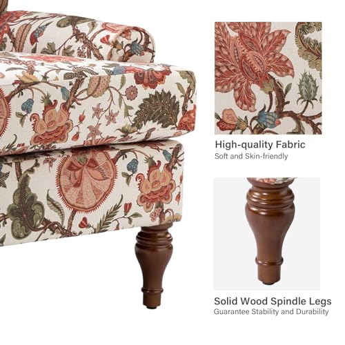 Modern Upholstered Accent Chair with Retro Wood Legs and Removable Cushion V632