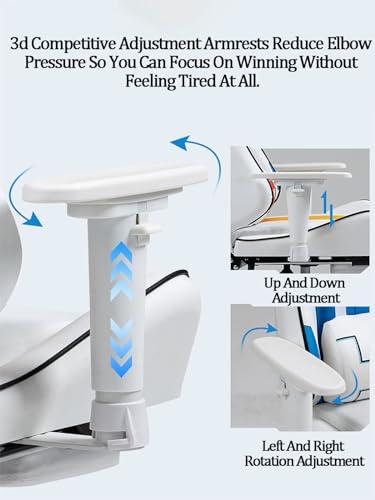 Ergonomic Gaming Chair Recliner with Footrest, White V66230