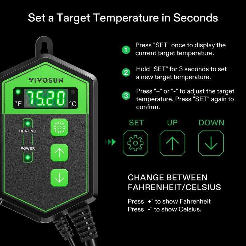 Digital Heat Mat Thermostat Temperature Controller for Reptiles S398