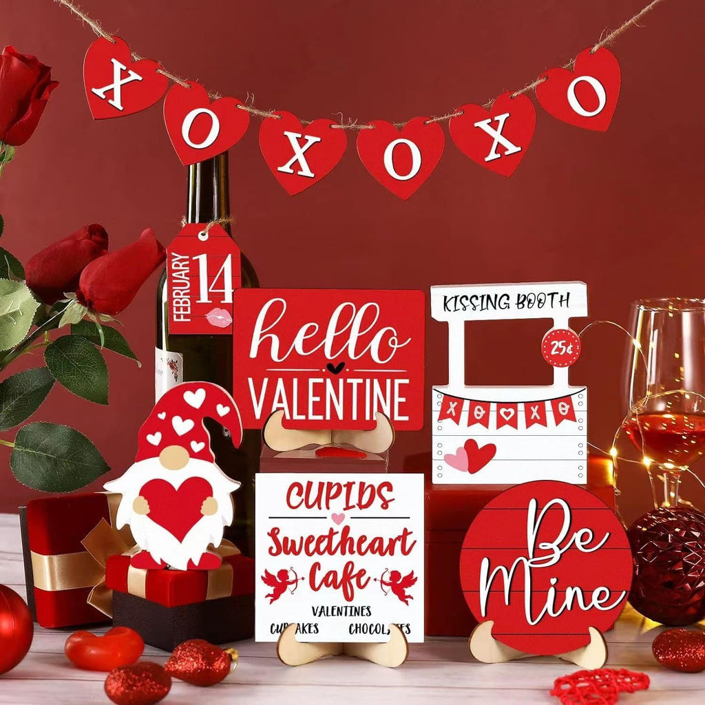Valentine's Day Tiered Tray Decor, Farmhouse Decor Set, Rustic Table Ornaments P97835