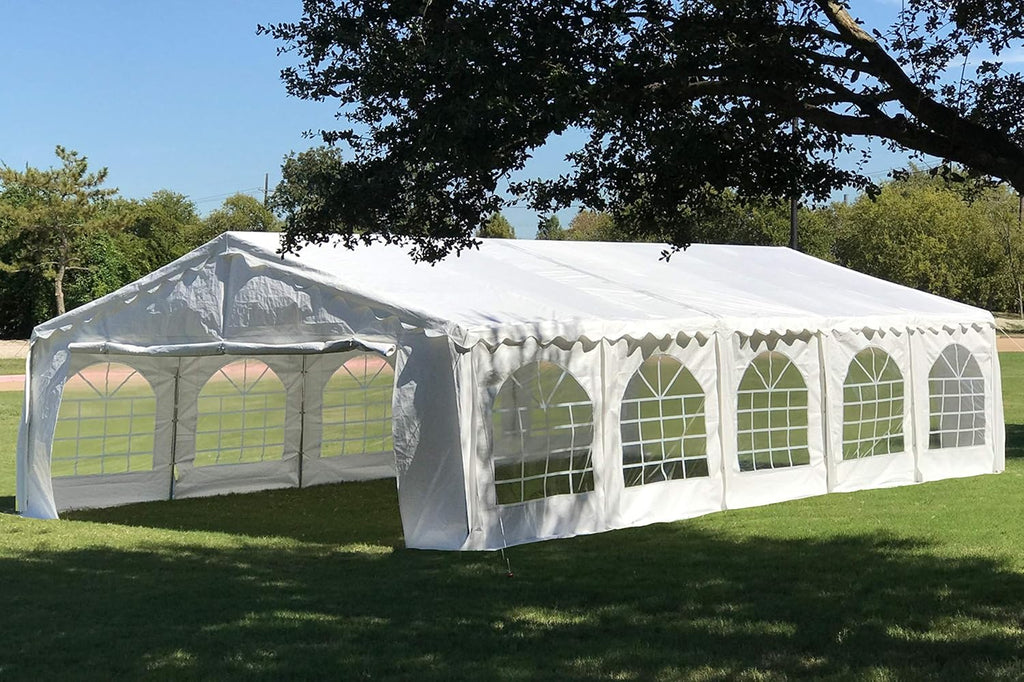 32'x20' PE Party Tent with Waterproof Top and Removable Sidewalls M19994