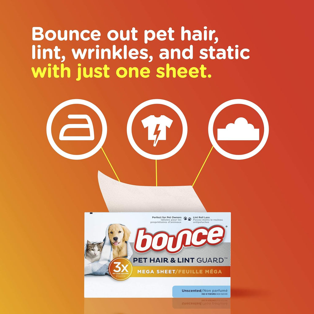Pet Hair and Lint Guard Dryer Sheets, Unscented, 120 Count Z3232