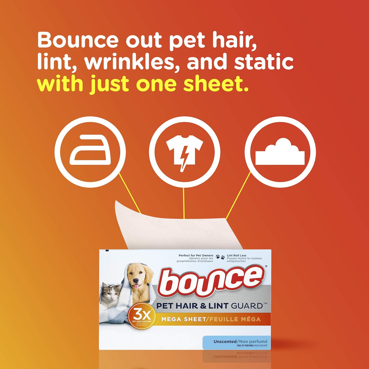 Pet Hair and Lint Guard Dryer Sheets, Unscented, 120 Count Z3232