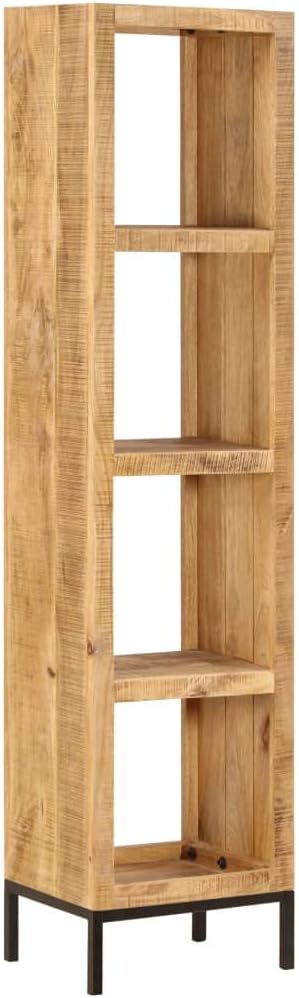 Solid Mango Wood Bookshelf with 4 Compartments, Brown P4192