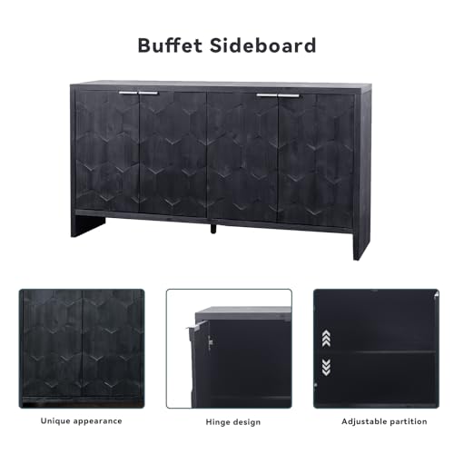 3-Door Sideboard Storage Cabinet with Wooden Texture A7503