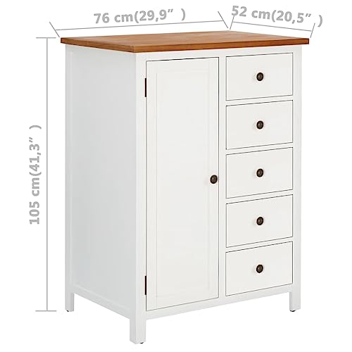 Solid Oak Wood Wardrobe with Hanging Rod and Drawers N672551