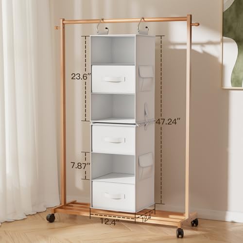 6-Shelf Hanging Closet Organizer with 3 Removable Drawers G6907