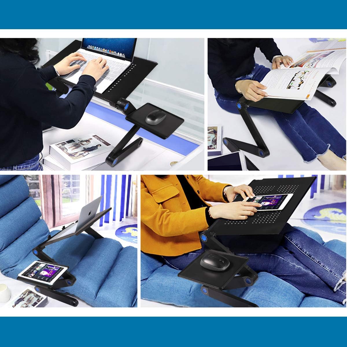 Foldable Aluminum Laptop Desk with Cooling Fan and Mouse Pad E7211