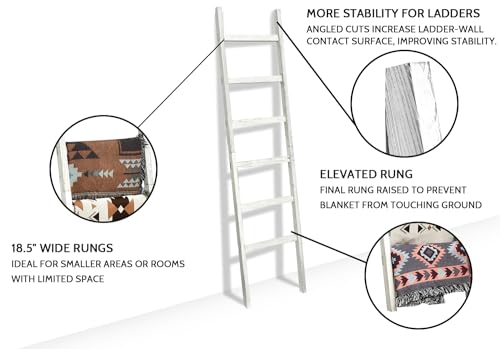 Extra Wide 6.4ft Wooden Blanket Ladder for Living Room, Black O688495