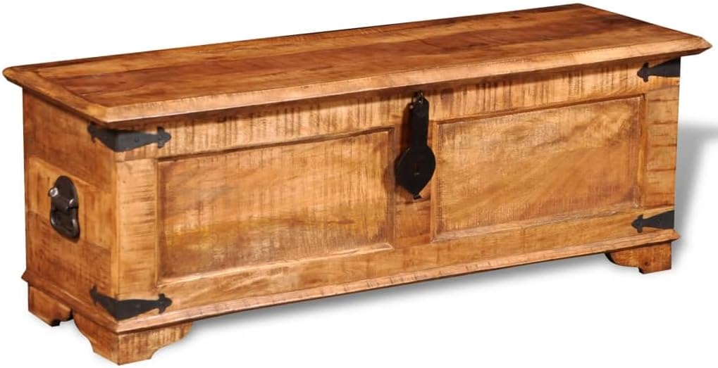 Wooden Storage Chest with Lid, Large Rustic Trunk for Living Room and Bedroom R585529