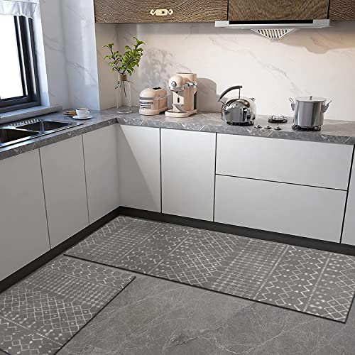 Boho Kitchen Mat Set of 2, Non Skid Washable, Rubber Backing X77176