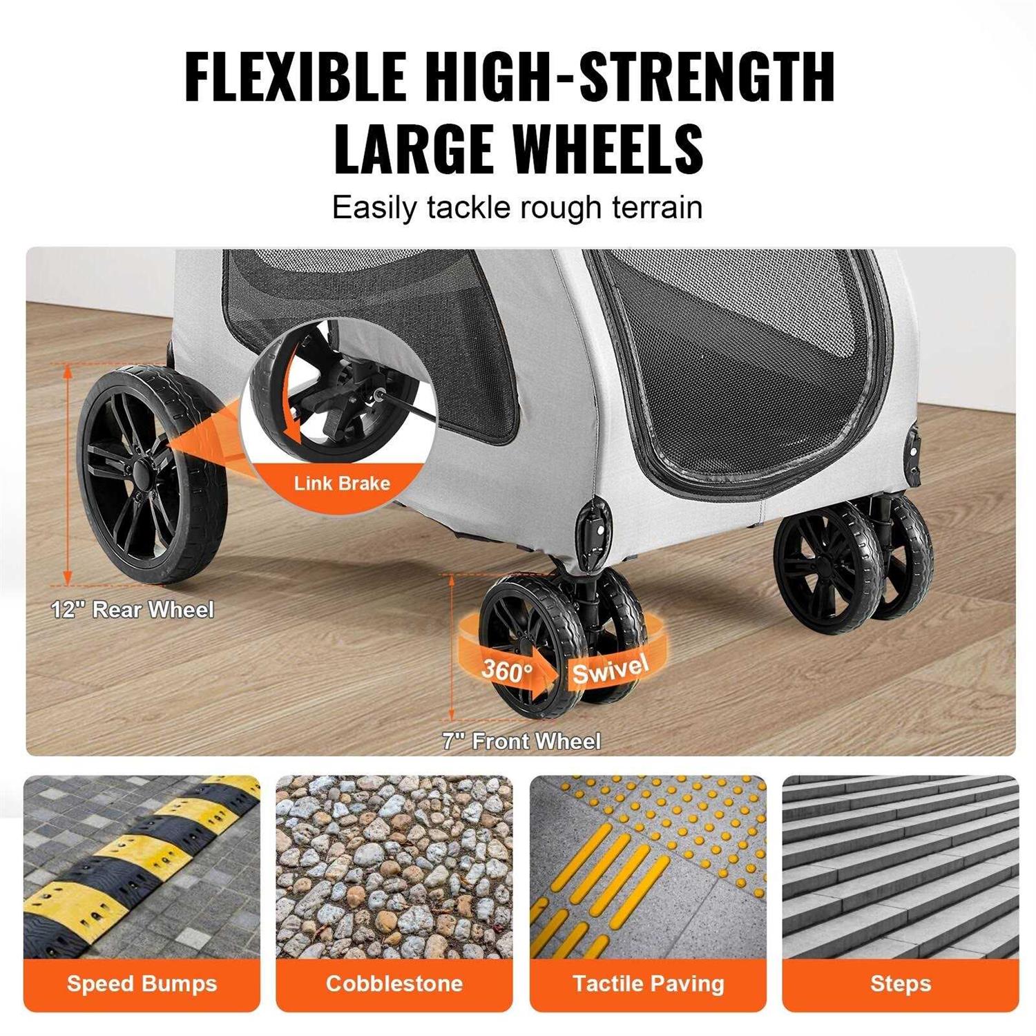 Dog Stroller 4 Wheels with Brakes S9820